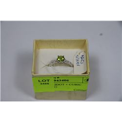 NATURAL PERIDOT + CUBIC ZIRCONIA RING
