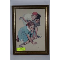 NORMAN ROCKWELL COLLECTER PLATE AND FRAMED PICTURE