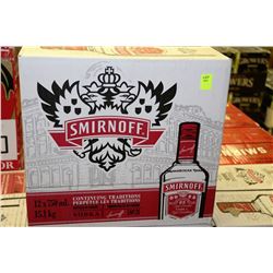 CASE OF 12 BOTTLES OF SMIRINOFF VODKA