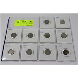 LOT OF 10 SILVER NICKELS 1883-1915