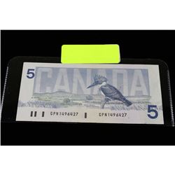 1986 FIVE DOLLAR BANKNOTE