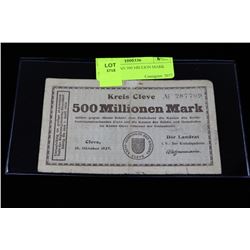1923 GERMAN 500 MILLION MARK NOTE