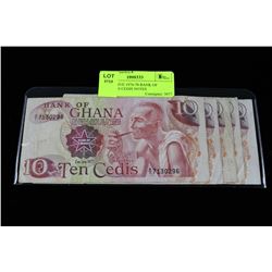 LOT OF FIVE 1976-78 BANK OF GHANA 10 CEDIS NOTES