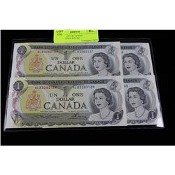 GEM UNC 1973 $1 NOTES CONSECUTIVE S/N X4