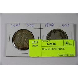 1941, 1906 USA 50 CENT PIECE