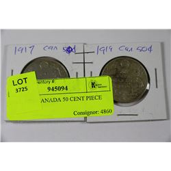 1917, 1919 CANADA 50 CENT PIECE