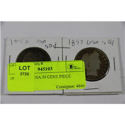 1915D, 1897 USA 50 CENT PIECE