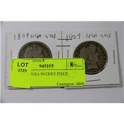 1899, 1909 USA 50 CENT PIECE