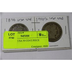 1898, 1910S USA 50 CENT PIECE