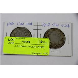 1910, 1902 CANADA 50 CENT PIECE