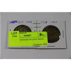 1929, 1918 CANADA 50 CENT PIECE