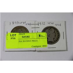 1893, 1912 USA 50 CENT PIECE
