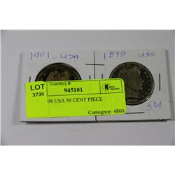 1901, 1898 USA 50 CENT PIECE