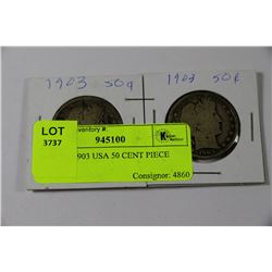 PAIR OF 1903 USA 50 CENT PIECE