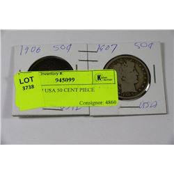 1906, 1907 USA 50 CENT PIECE