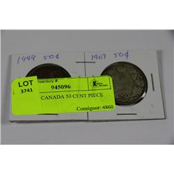 1949, 1907 CANADA 50 CENT PIECE