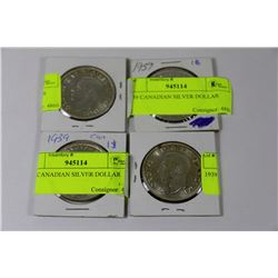 1939 CANADIAN SILVER DOLLARS X4