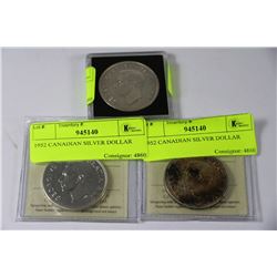 1952 CANADIAN SILVER DOLLAR X3
