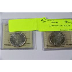 1963, 1966 CANADA 50 CENT PIECES MS-64