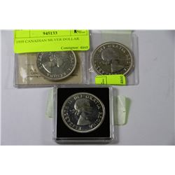 1959 CANADIAN SILVER DOLLAR X3