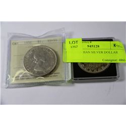 1956 CANADIAN SILVER DOLLAR X2