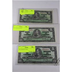1937 CANADA $1 BILL X3