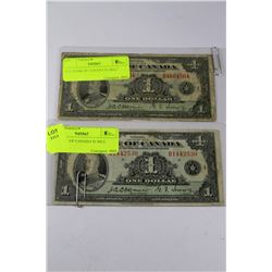 1935 BANK OF CANADA $1 BILL X2