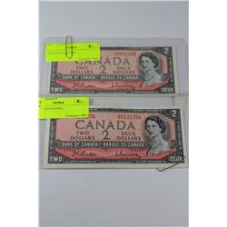 1954 CANADA $2 BILL X2