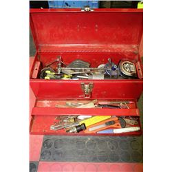 SMALL RED TOOLBOX WITH CONTENTS