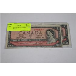 1954 CANADIAN  $2 BANKNOTES X2