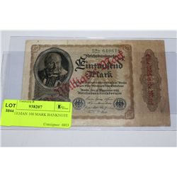 1920 GERMAN 100 MARK BANKNOTE