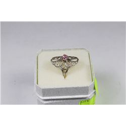 STERLING SILVER PINK CZ RING