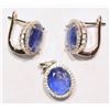 Image 1 : Sterling Silver Sapphire Earring and Pendant Set
