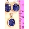 Image 2 : Sterling Silver Sapphire Earring and Pendant Set