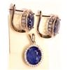 Image 3 : Sterling Silver Sapphire Earring and Pendant Set