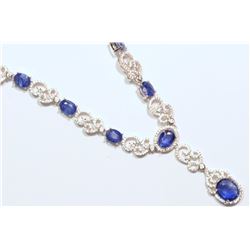 Sterling Silver Enhanced Sapphire Necklace