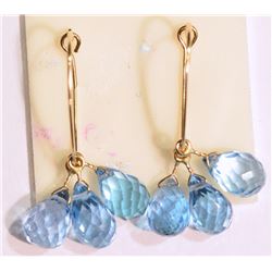 14kt Gold Blue Topaz Earrings