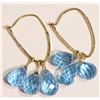 Image 4 : 14kt Gold Blue Topaz Earrings