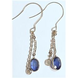 14kt Gold Sapphire, Diamond Earrings