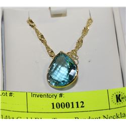 14kt Gold Blue Topaz Pendant Necklace Appraised $1950