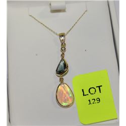 14kt Gold Opal, Tanzanite, Diamond Pendant Appraisal $2050