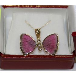 14kt Gold Tourmaline and Diamond Pendant Necklace