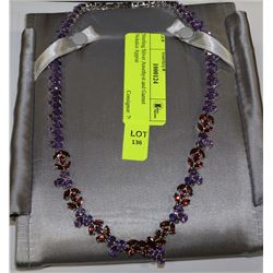 Sterling Silver Amethyst and Garnet Necklace