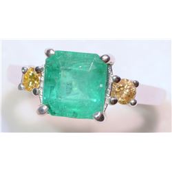 14kt Gold Emerald and Diamond Ring
