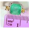 Image 2 : 14kt Gold Emerald and Diamond Ring