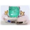 Image 3 : 14kt Gold Emerald and Diamond Ring