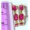 Image 2 : 14kt Gold Ruby and Diamond Earrings