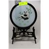 Image 1 : CHINESE SILK PANDA GLASS DISPLAY