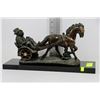 Image 1 : METAL HORSE AND WAGON SCULPTURE