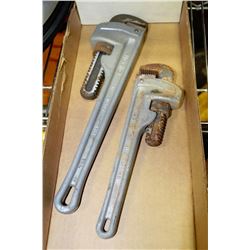 BOX W/RIDGID ALUMINUM PIPE WRENCHES